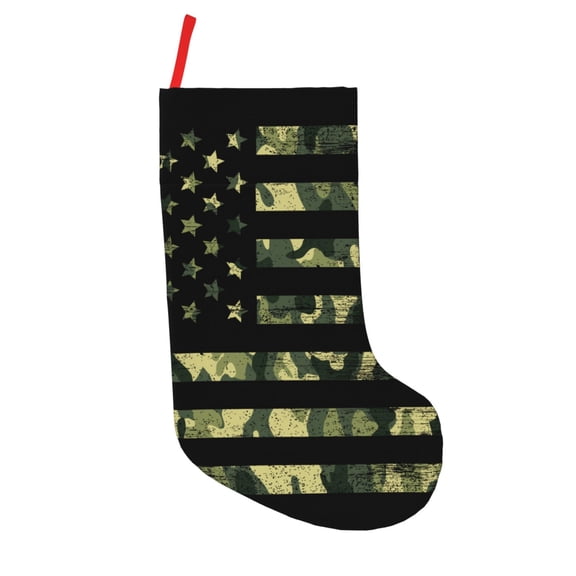 Defioc American Flag Camo for Christmas Stockings 18" Personalized Holiday Stocking for Family, Farmhouse Decor, Xmas Tree Decoration, 1 Pack