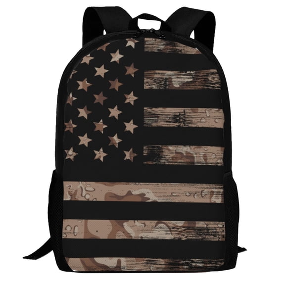 Defioc American Flag with Desert Camouflage Pattern Carry on Backpack,16.5x12.5x5.5 Personal Item Bag Carry On Backpack Water Resistant Lightweight Daypack