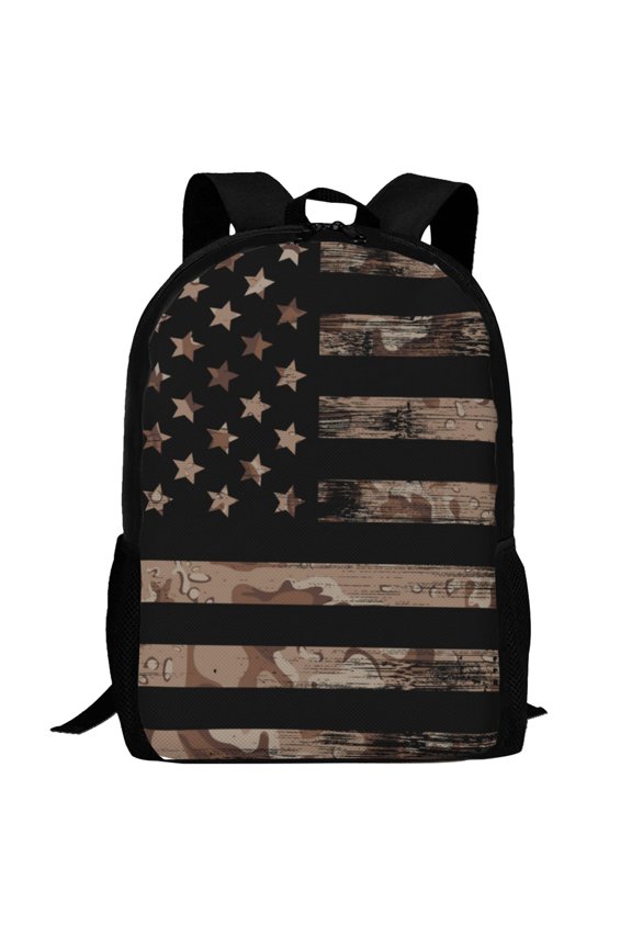 American Flag with Desert Camouflage Pattern Carry on Backpack,16.5x12.5x5.5 Personal Item Bag Carry On Backpack Water Resistant Lightweight Daypack