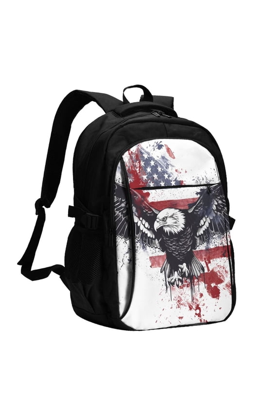American Flag Eagle Art for Travel Backpack for Women,15.6 inch Laptop Backpack Carry On Backpack Personal Item Travel Bag Daypack for School Weekender Business Trip