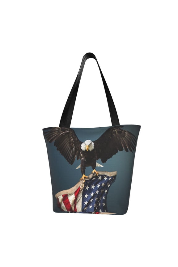 American Flag Print Tote Bag for Women,Shoulder Bag with Zipper Casual Tote's Handbag Big Capacity Shoulder Bag with Inner Pocket Fit for Shopping,Office,Travel