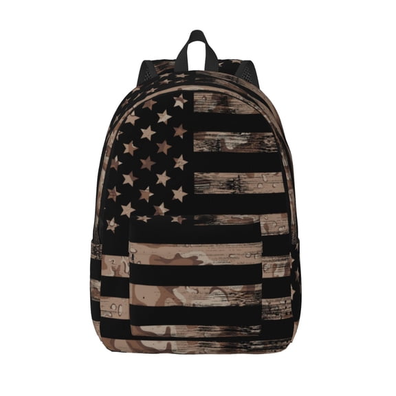 Defioc American Flag with Desert Camouflage for Canvas Backpack,Travel Rucksack Unisex Knapsack Laptop Backpack for Work & College -Medium