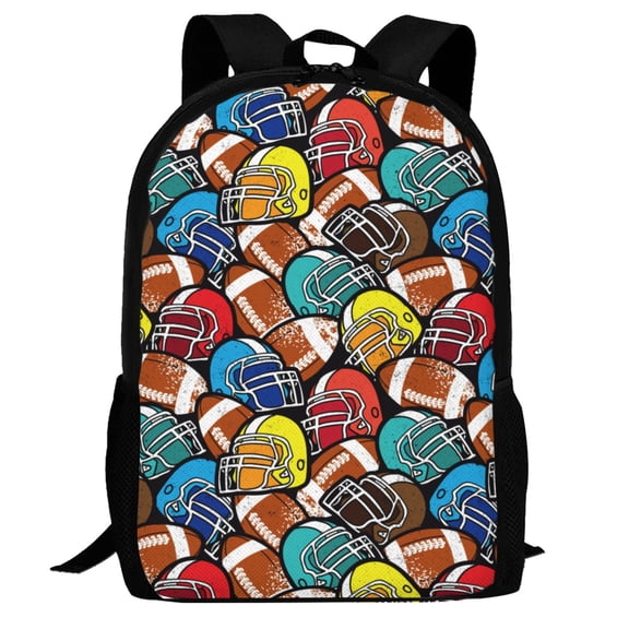 Defioc American Football Pattern Carry on Backpack,16.5x12.5x5.5 Personal Item Bag Carry On Backpack Water Resistant Lightweight Daypack