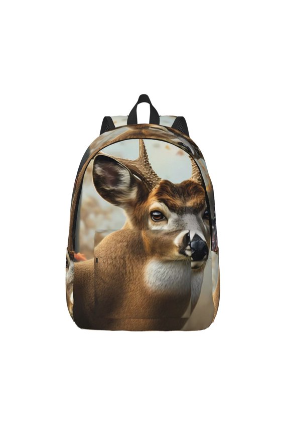 American Wildlife Deer Forest for Canvas Backpack,Travel Rucksack Unisex Knapsack Laptop Backpack for Work & College -Medium