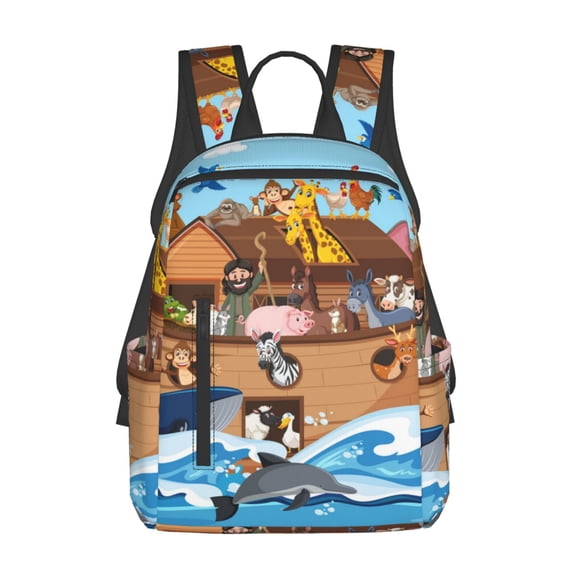 Defioc Animals on Noah's Ark Floating Pattern Travel Laptop Backpack,Lightweight Backpack Travel Hiking Daypack Backpack Work Bag for Men Women