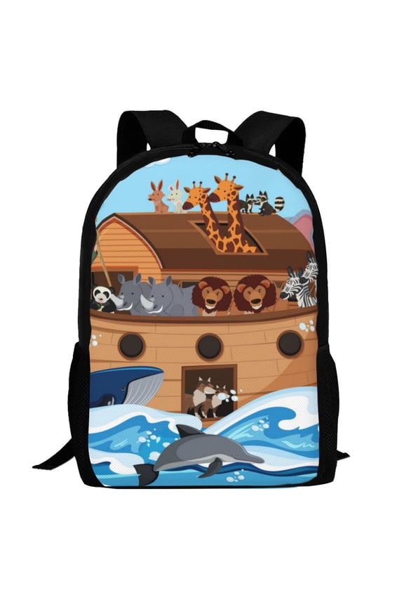 Animals on Noah's Ark Pattern Carry on Backpack,16.5x12.5x5.5 Personal Item Bag Carry On Backpack Water Resistant Lightweight Daypack