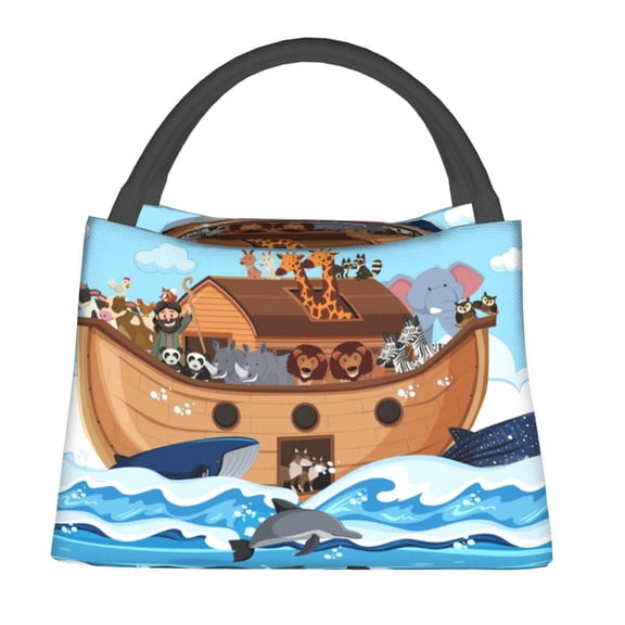 Defioc Animals on Noah's Ark Print Lunch Bag for Women Men,Insulated Lunch Bag Leakproof Cooler Tote Bag Organizer for Work Picnic or Travel