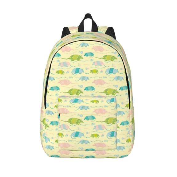 Defioc Armadillo Floral for Canvas Backpack,Travel Rucksack Unisex Knapsack Laptop Backpack for Work & College -Medium