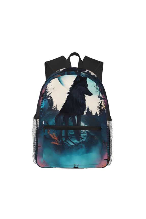 Artistic Moon Valley Wolf Pattern Laptop Backpack for Men and Women,Casual Backpack Dayback Sports Bookbag for Travel Running Hiking