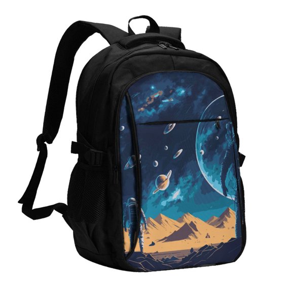 Defioc Astronaut In A Space Suit On The Planet for Travel Backpack for Women,15.6 inch Laptop Backpack Carry On Backpack Personal Item Travel Bag Daypack for School Weekender Business Trip