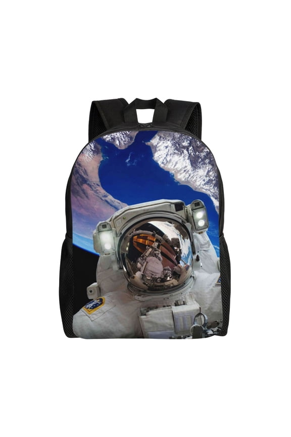 Astronaut in Outer Space Print Backpack -Travel,or Work Bookbag Daypacks with 15-Inch Laptop Sleeve and Dual Water Bottle Pockets