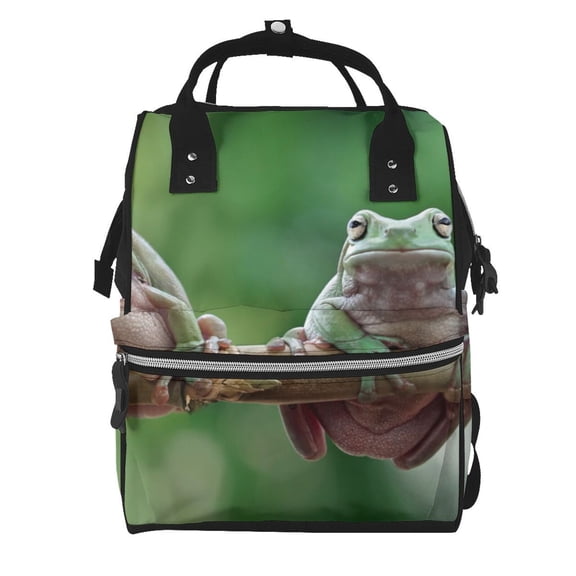 Defioc Australian White Tree Frog Sitting on Branch for Baby Diaper Bag Backpack - Baby Bag for Boys & Girls - Diaper Backpack - Large Travel Diaper Bags- Baby Registry Search & Shower Gifts