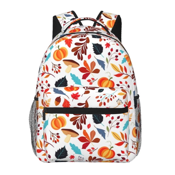 Defioc Autumn Pumpkins Fall Leaves Pattern Laptop Backpack,Travel Backpack Outdoor Activities Bag Daypack for Travel Hiking Shopping Daily