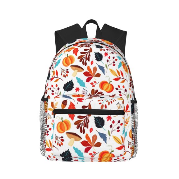 Defioc Autumn Pumpkins Fall Leaves Pattern Laptop Backpack for Men and Women,Casual Backpack Dayback Sports Bookbag for Travel Running Hiking
