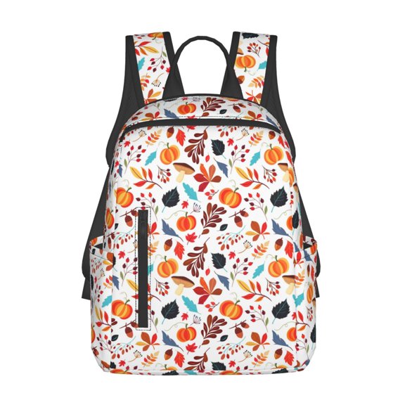 Defioc Autumn Pumpkins Fall Leaves Pattern Travel Laptop Backpack,Lightweight Backpack Travel Hiking Daypack Backpack Work Bag for Men Women