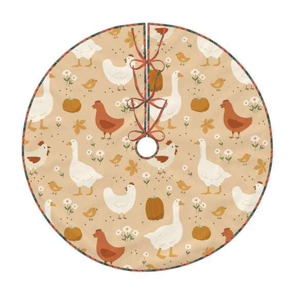 Defioc Autumn and Thanksgiving for Christmas Tree Skirt Snowman Xmas Tree Skirt Farmhouse Christmas Decorations Tree Mat for Holiday Party Decor-30"
