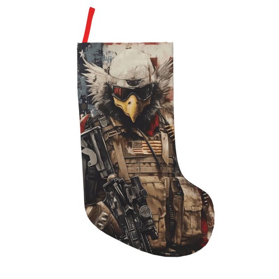 Defioc Bald Eagle Soldier for Christmas Stockings 18" Personalized Holiday Stocking for Family, Farmhouse Decor, Xmas Tree Decoration, 1 Pack