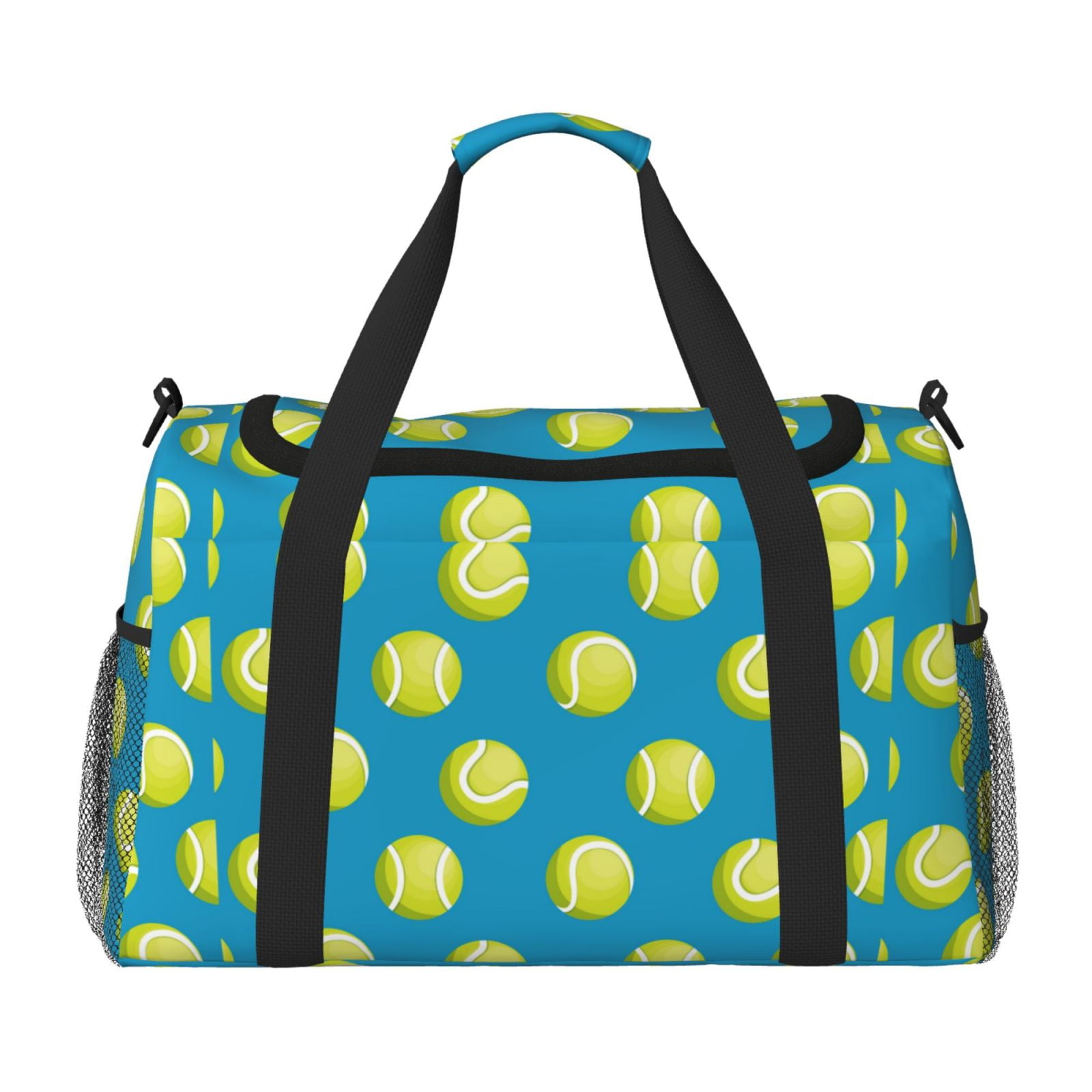 Defioc Ball Tennis Print Hand Travel Bag - Foldable Travel Duffel Bags for Men Women -Sport Gym Bag - Overnight Travel Duffel Bag - Adjustable Shoulder Strap