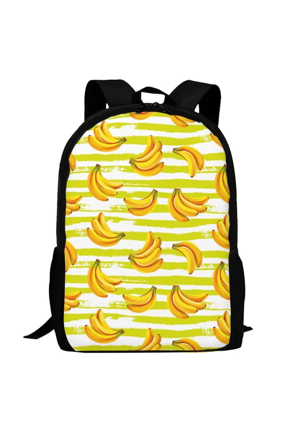Bananas On A Striped Pattern Carry on Backpack,16.5x12.5x5.5 Personal Item Bag Carry On Backpack Water Resistant Lightweight Daypack
