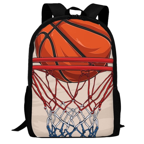 Defioc Basketball Shot Pattern Carry on Backpack,16.5x12.5x5.5 Personal Item Bag Carry On Backpack Water Resistant Lightweight Daypack