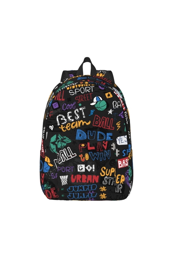 Basketball for Canvas Backpack,Travel Rucksack Unisex Knapsack Laptop Backpack for Work & College -Medium