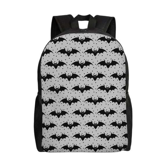 Defioc Bat Print Backpack -Travel,or Work Bookbag Daypacks with 15-Inch Laptop Sleeve and Dual Water Bottle Pockets