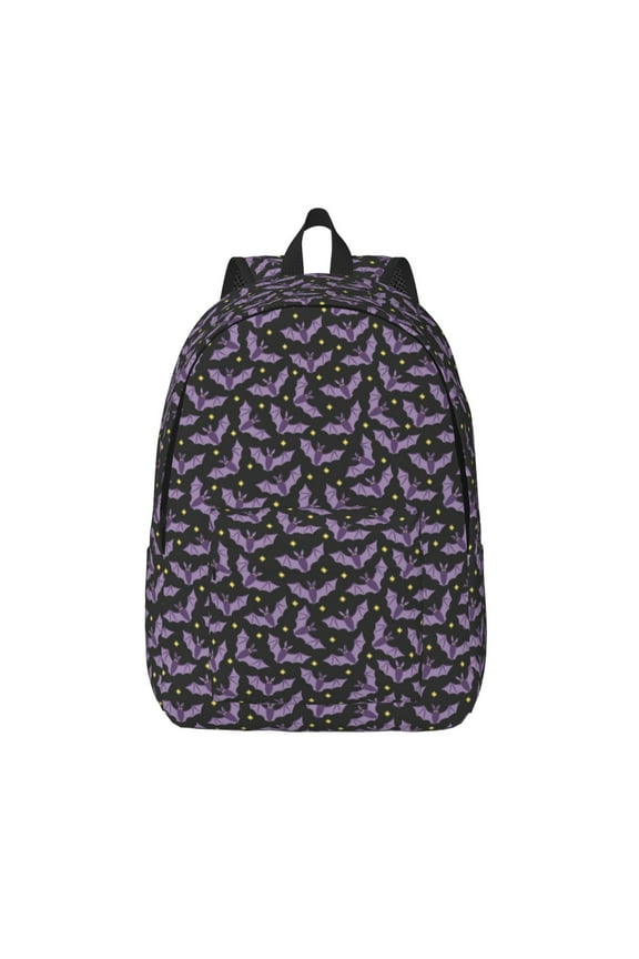 Bat Purple for Canvas Backpack,Travel Rucksack Unisex Knapsack Laptop Backpack for Work & College -Medium