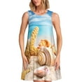 thumbnail image 1 of Defioc Beach Starfish Shell Pattern Women's Summer Dresses 2025 Beach Casual Sleeveless Tank Loose Sundress Beach Vacation Clothes with Pocket -3X-Large, 1 of 7