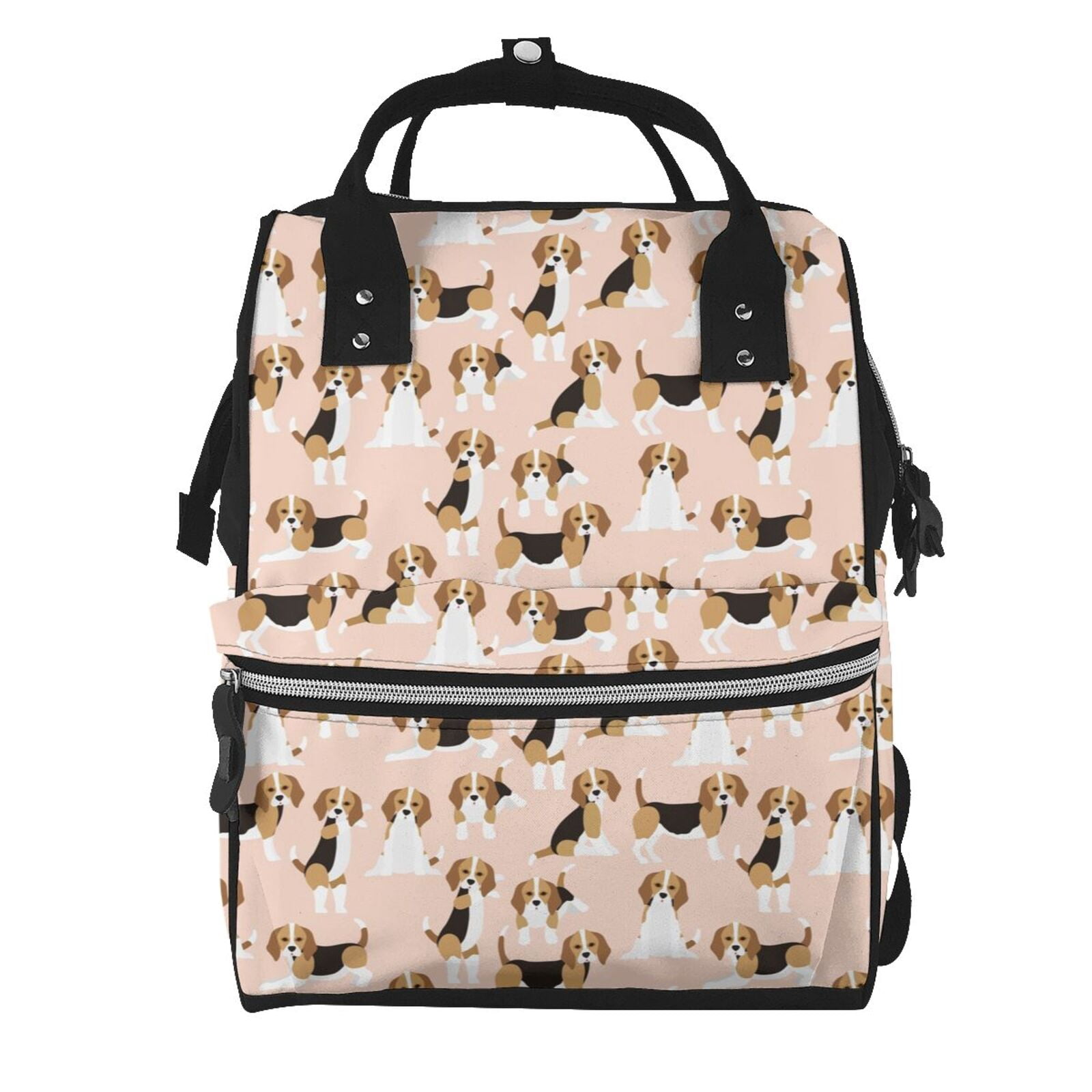 Defioc Beagle Dog On Brown for Baby Diaper Bag Backpack - Baby Bag for Boys & Girls - Diaper Backpack - Large Travel Diaper Bags- Baby Registry Search & Shower Gifts