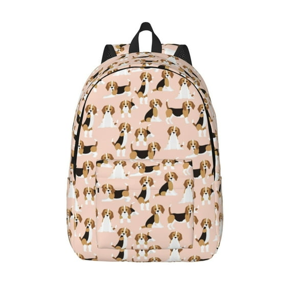 Defioc Beagle Dog On Brown for Canvas Backpack,Travel Rucksack Unisex Knapsack Laptop Backpack for Work & College -Small