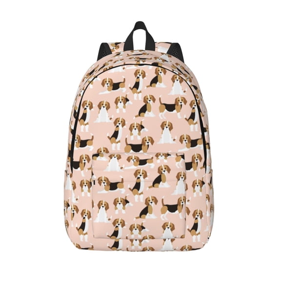 Defioc Beagle Dog On Brown for Canvas Backpack,Travel Rucksack Unisex Knapsack Laptop Backpack for Work & College -Small