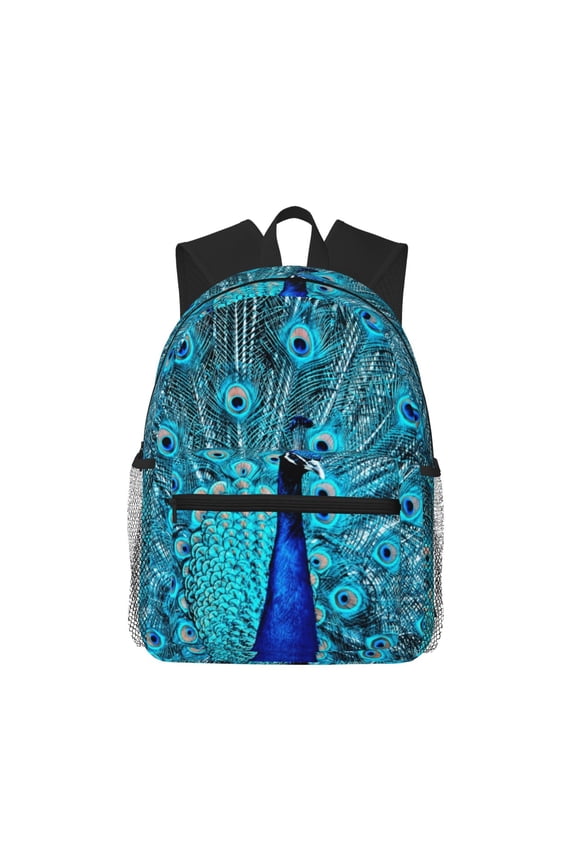 Beautiful Blue Peacock Pattern Laptop Backpack for Men and Women,Casual Backpack Dayback Sports Bookbag for Travel Running Hiking