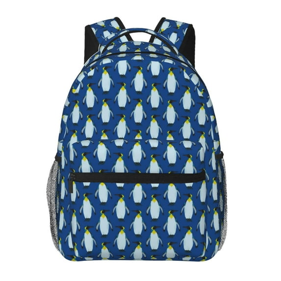 Defioc Beautiful King Penguin Pattern Pattern Laptop Backpack,Travel Backpack Outdoor Activities Bag Daypack for Travel Hiking Shopping Daily
