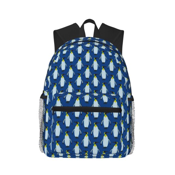 Defioc Beautiful King Penguin Pattern Pattern Laptop Backpack for Men and Women,Casual Backpack Dayback Sports Bookbag for Travel Running Hiking