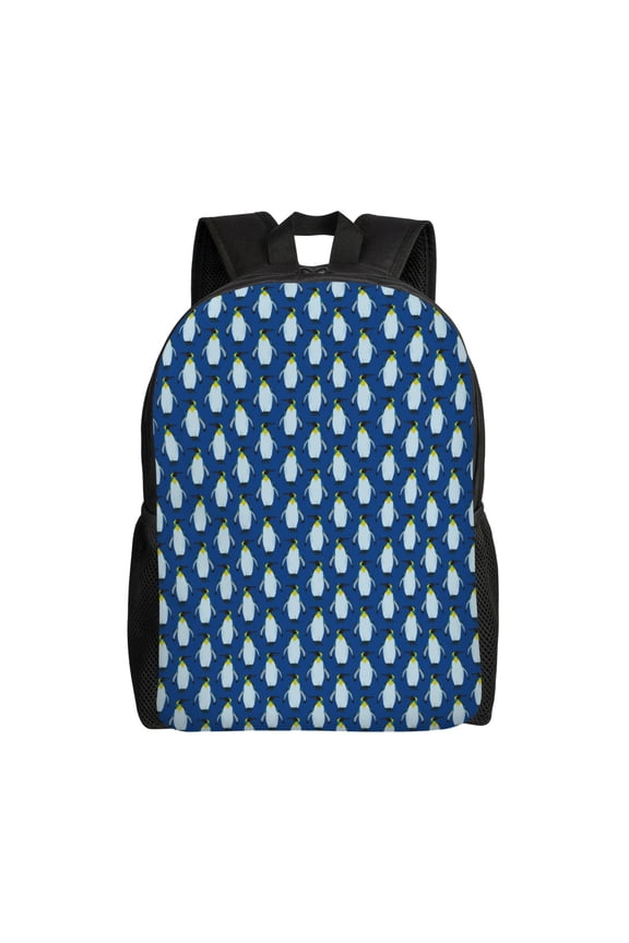 Beautiful King Penguin Pattern Print Backpack -Travel,or Work Bookbag Daypacks with 15-Inch Laptop Sleeve and Dual Water Bottle Pockets