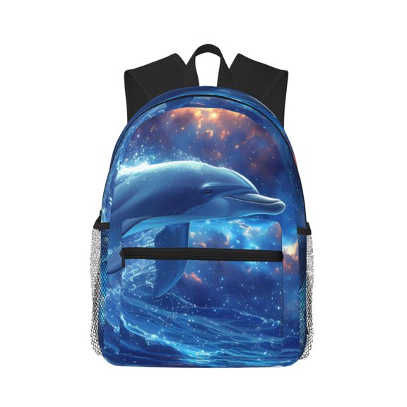 Defioc Beautiful Ocean Dolphin Pattern Laptop Backpack for Men and Women,Casual Backpack Dayback Sports Bookbag for Travel Running Hiking