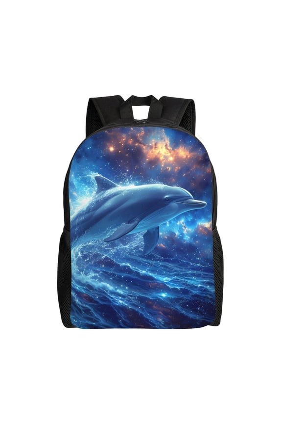 Beautiful Ocean Dolphin Print Backpack -Travel,or Work Bookbag Daypacks with 15-Inch Laptop Sleeve and Dual Water Bottle Pockets