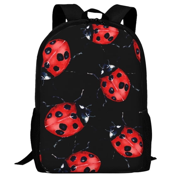 Defioc Beautiful Red Ladybug Pattern Carry on Backpack,16.5x12.5x5.5 Personal Item Bag Carry On Backpack Water Resistant Lightweight Daypack