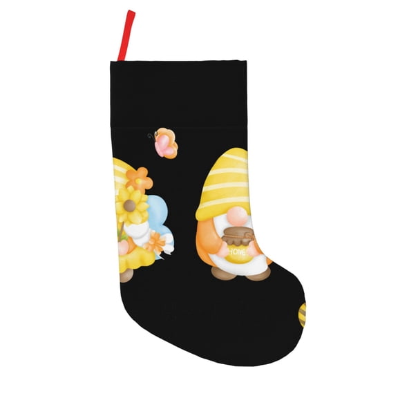 Defioc Bee Happy Sunflower Gnomes for Christmas Stockings 18" Personalized Holiday Stocking for Family, Farmhouse Decor, Xmas Tree Decoration, 1 Pack
