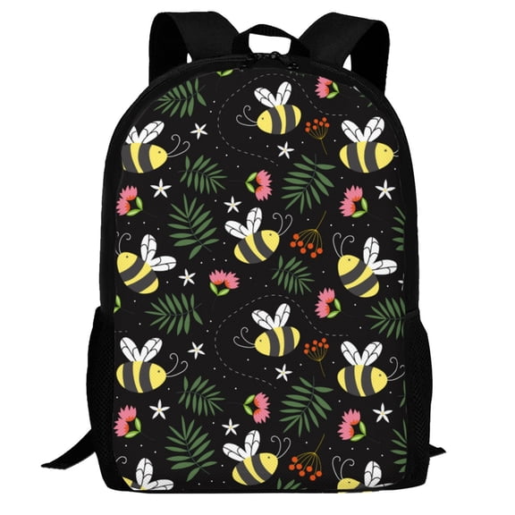 Defioc Bees Pattern Carry on Backpack,16.5x12.5x5.5 Personal Item Bag Carry On Backpack Water Resistant Lightweight Daypack