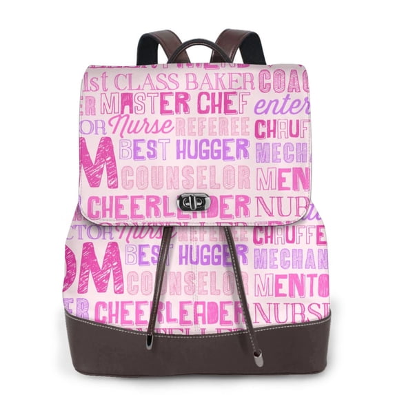 Defioc Best Mom ever Print PU Leather Backpack,Backpack Purse for Women Fashion Multipurpose Design Handbag Ladies Bags Travel Backpack