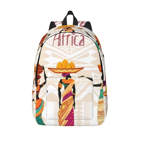 Defioc Black African Woman for Canvas Backpack,Travel Rucksack Unisex Knapsack Laptop Backpack for Work & College -Medium