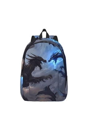 Black And Blue Lightning Dragon for Canvas Backpack,Travel Rucksack Unisex Knapsack Laptop Backpack for Work & College -Small