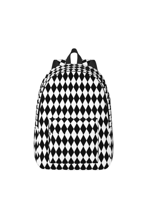 Black And White Diamonds for Canvas Backpack,Travel Rucksack Unisex Knapsack Laptop Backpack for Work & College -Medium