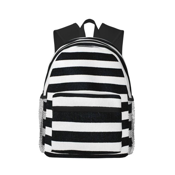 Defioc Black And White Stripes Pattern Laptop Backpack for Men and Women,Casual Backpack Dayback Sports Bookbag for Travel Running Hiking