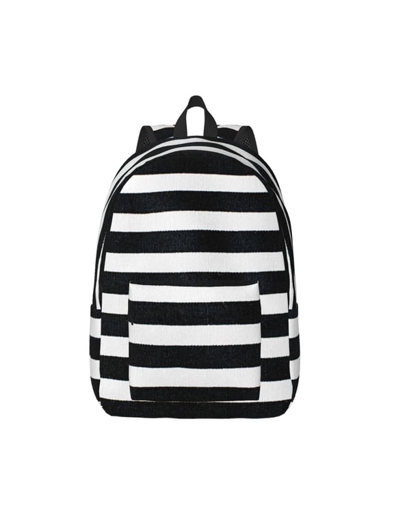 Black And White Stripes for Canvas Backpack,Travel Rucksack Unisex Knapsack Laptop Backpack for Work & College -Small