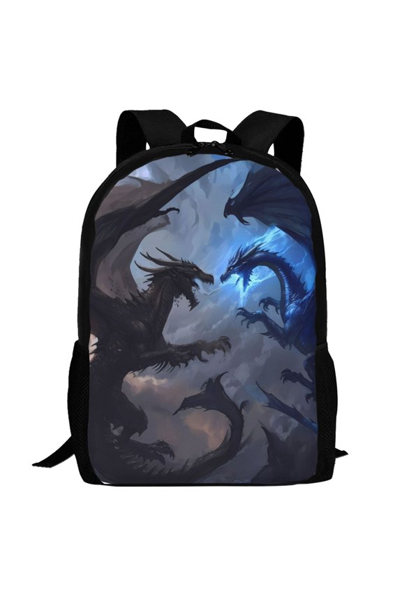 Black And Blue Lightning Dragon Pattern Carry on Backpack,16.5x12.5x5.5 Personal Item Bag Carry On Backpack Water Resistant Lightweight Daypack