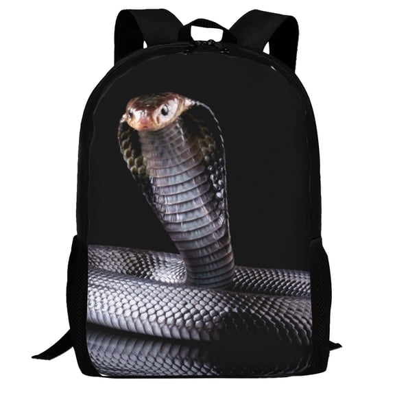 Defioc Black Cobra Snake Pattern Carry on Backpack,16.5x12.5x5.5 Personal Item Bag Carry On Backpack Water Resistant Lightweight Daypack