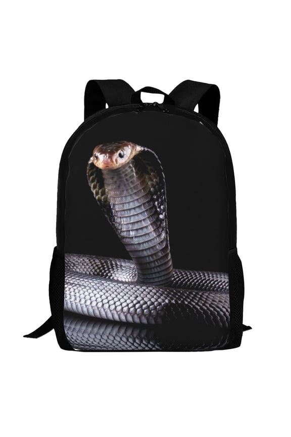 Black Cobra Snake Pattern Carry on Backpack,16.5x12.5x5.5 Personal Item Bag Carry On Backpack Water Resistant Lightweight Daypack