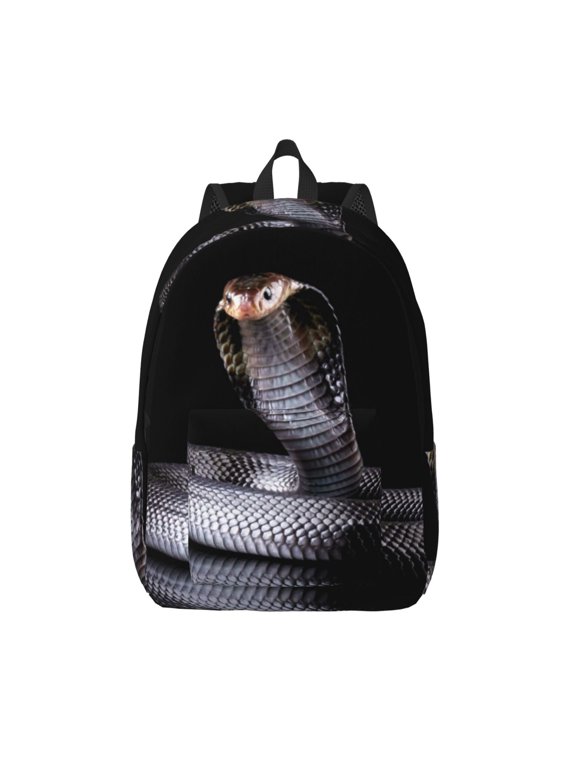 Black Cobra Snake for Canvas Backpack,Travel Rucksack Unisex Knapsack Laptop Backpack for Work & College -Small